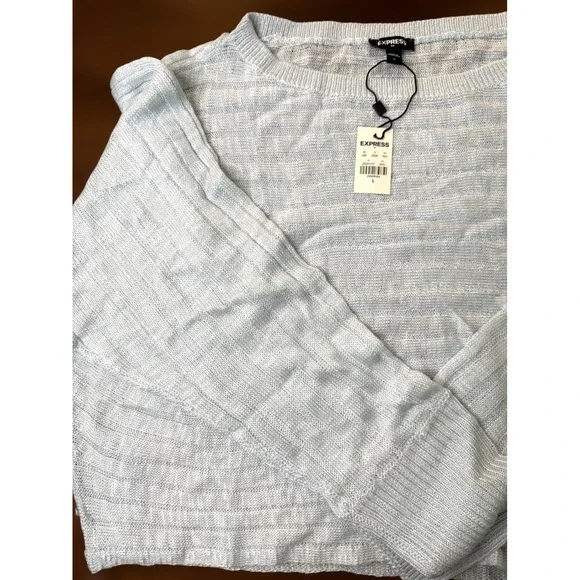 Express Womens Sweater Size L Long Sleeve Knit Pullover Top Blue NWT - Picture 3 of 4
